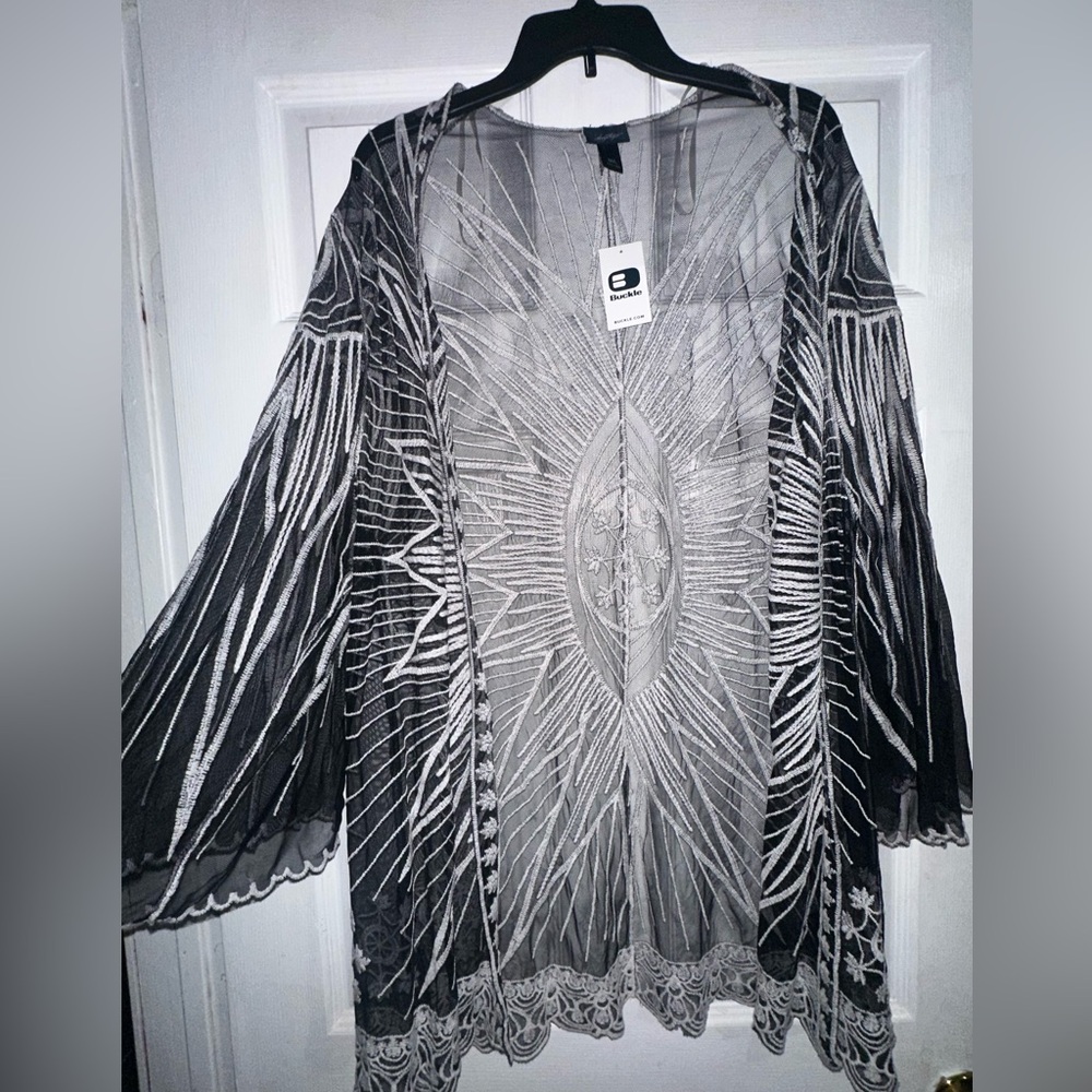 Buckle Black and Silver Sheer Robe